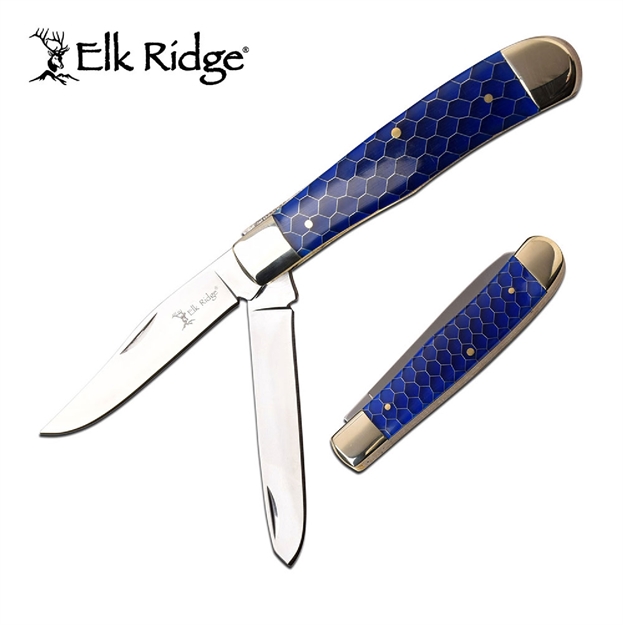 Picture of Elk Ridge Trapper Folder 3.25 IN Blade Blue C-Tek Handle