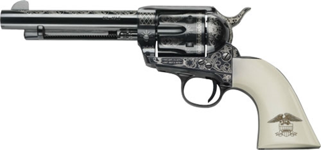 Picture of  Pietta Gw45lle434nmui 1873 Gw2 Liberty 45 Colt (Lc) 6 Shot, 4.75" Blued Engraved Steel Barrel, Cylinder, Frame & Hammer, Ultra Ivory Grip W/Engraved Liberty Eagle 641996211935