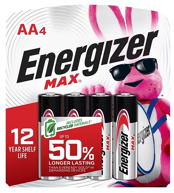 Picture of Energizer E91bp4 AA Max Silver 1.5V Alkaline, Qty (4) Single Pack E91BP-4 039800011329