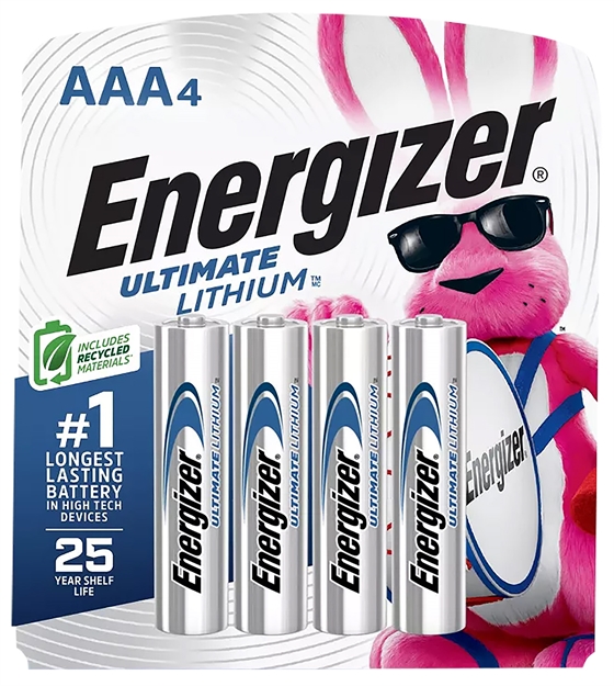Picture of Energizer L92sbp4h3 Aaa Ultimate Lithium Silver 1.5V Lithium, Qty (4) Single Pack L92SBP-4