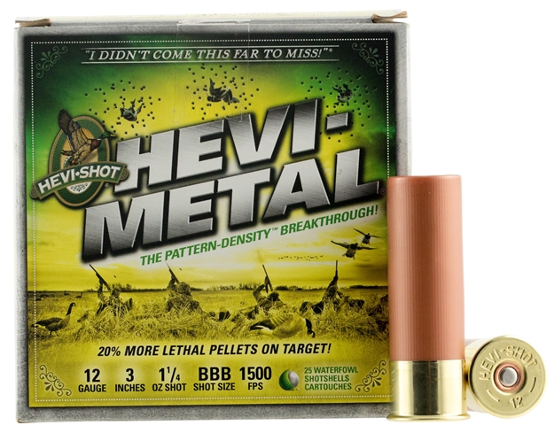Picture of Hevishot Hevi-Metal Shotshell 12 Ga, 3 In, No. Bbb, 1-1/4 Oz, 1500 Fps, 25 Rnd Per Box