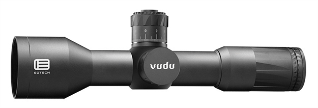 Picture of  Eotech Vdu525ffmd4 Vudu Ffp Black Hardcoat Anodized 5-25X 50Mm 34Mm Tube Illuminated Red Md4 Moa Reticle Features Throw Lever