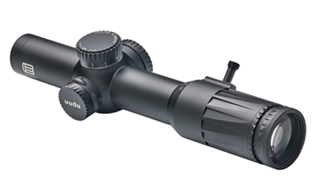 Picture of  Eotech Vdu110ffsr4 Vudu Ffp Black Hardcoat Anodized 1-10X 28Mm 34Mm Tube Illuminated Red Sr4 Moa Reticle Features Throw Lever