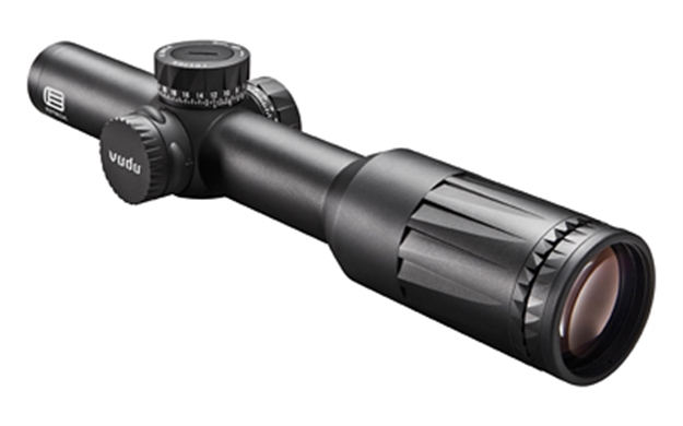 Picture of  Eotech Vdu16ffsr1g Vudu Ffp Black Hardcoat Anodized 1-6X 24Mm 30Mm Tube Illuminated Green Sr1-Mrad Reticle Features Throw Lever
