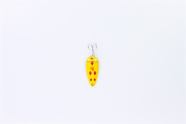 Picture of Eppinger Dardevle Midget Spoon, 1 3/8", 3/16 Oz, Yellow/Red Diamonds, Brass Back