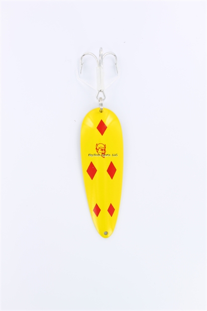 Picture of Eppinger Dardevle Spoon, 3 5/8", 1 Oz, Yellow/Red Diamonds, Brass Back 17Pwg