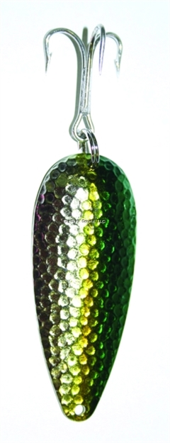 Picture of Eppinger Dardevlet Spoon, 2 7/8", 3/4 Oz, Green/Gold, Hammered Nickel Back