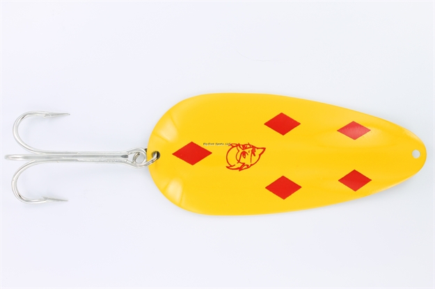 Picture of Eppinger Huskie Devle HD Spoon, 5 1/2", 3 1/4 Oz, Yellow/Red Diamonds, Brass Back