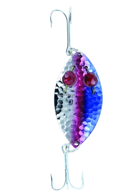 Picture of Eppinger Red Eye Wiggler Spoon, 2 1/4", 1/2 Oz, Blue/Red, Hammered Nickel Back