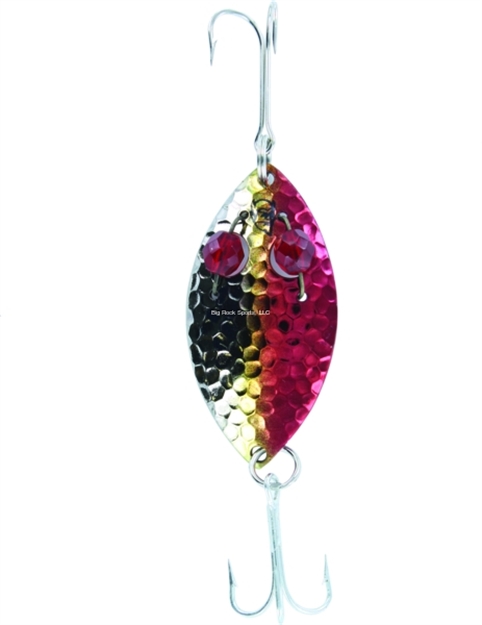 Picture of Eppinger Red Eye Wiggler Spoon, 2 1/4", 1/2 Oz, Red/Gold, Hammered Nickel Back