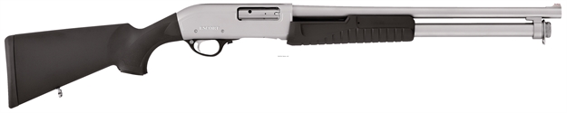 Picture of Escort Marineguard Pump Action Shotgun, 12 Ga, 18" Bbl, Black Synthetic Stock, Nickel Finish, Fixed Cylinder, 5+1 Rnd