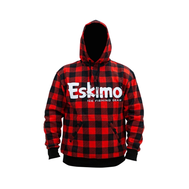 Picture of Eskimo Buffalo Plaid Cotton Hoodie, Size Large, Heavyweight Cotton Blend, Lined Hood