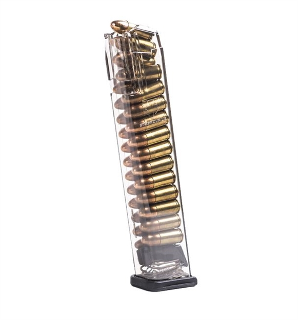 Picture of Ets Group Group Glk9170 Pistol Mags Competition Legal 27Rd Extended 9Mm Luger Compatible W/Glock 17/18/19/19X/26/34/45 Gen1-5 Clear Polymer GLK-9-170