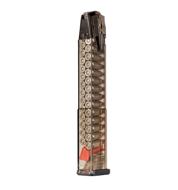 Picture of  Ets Group Group Omgglk18 Omega  32Rd Extended 9Mm Fits Glock 17/19 Translucent Smoke Polymer