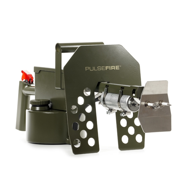 Picture of Exothermic Technologies Pflrt Pulsefire Lrt Green Powder Coated Aluminum/Brass/Viton 25 FT Flame Range 25.70" Long Fuel Gasoline/Gasoline, Diesel Mix Includes Battery/Battery Charger PF-LRT 850016429001