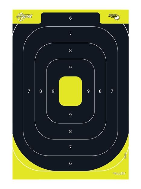 Picture of  Ez-Aim 15372 Splash Reactive Target Ipsc Silhouette Paper Hanging 12.50" W X 18.25" H Black/Yellow 8 Per Pkg