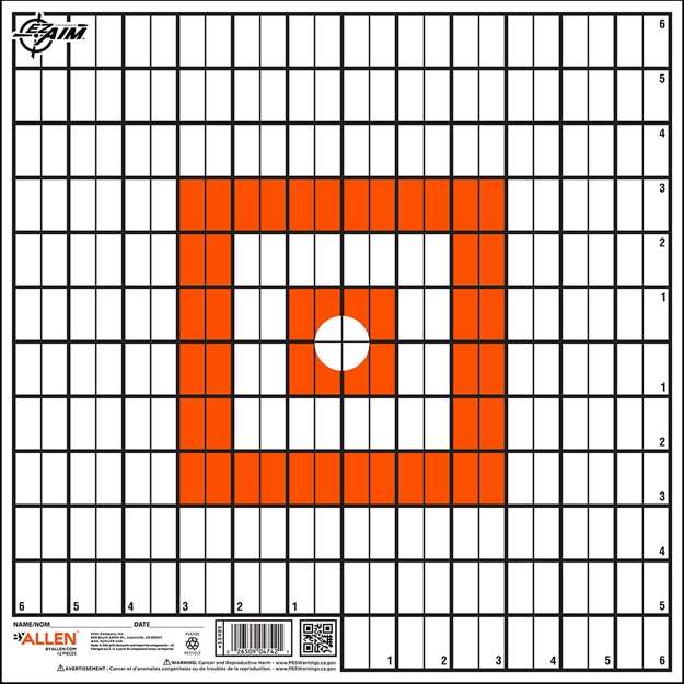 Picture of  Ez-Aim 15495 Grid Target  Paper Hanging 12"X12" Orange/White 12 Per Pack
