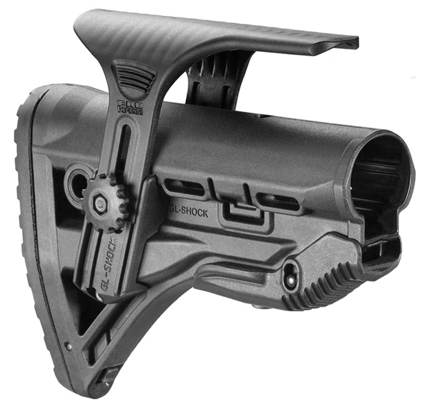 Picture of Fab Defense Fxglshockcp Gl-Shock CP Buttstock For Ar-15/ M16/ M4 W/Adjustable Cheek-Rest & Anti-Rattle Mechanism Black Mil-Spec Reinforced Polymer FX-GLSHOCKCP