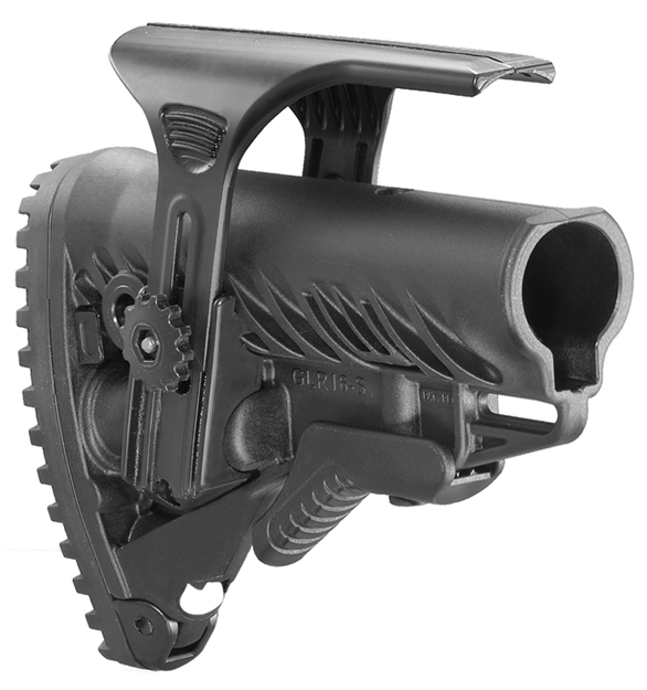 Picture of Fab Defense Fxglr16cp Glr-16 CP  Tactical Buttstock For Ar-15/ M16/ M4 W/Adjustable Cheek-Rest & Anti-Rattle Mechanism Black Polymer FX-GLR16CP