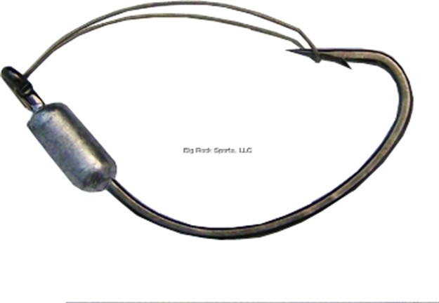 Picture of Falcon Gamakatsu K Wacky Weighted Hook, Size 3/0, 3/32 Oz, Weedless, Heavy Wire, Black Nickel, 3 Per Pack