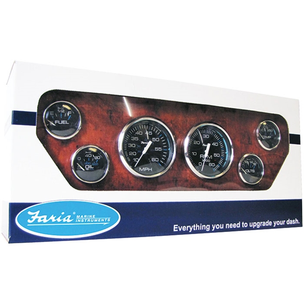 Picture of Faria Ches SS Blk 6 Gauge Set