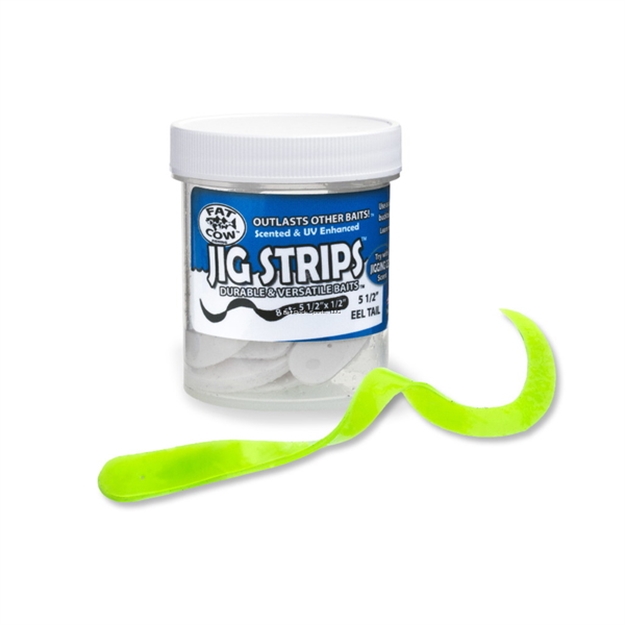 Picture of Fat Cow Jig Strips Eel Tail 5 1/2" X 1/2" Scented (8Ct)- Chartreuse