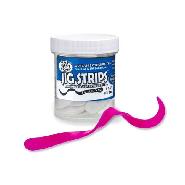 Picture of Fat Cow Jig Strips Eel Tail 5 1/2" X 1/2" Scented (8Ct)- Hot Bubblegum