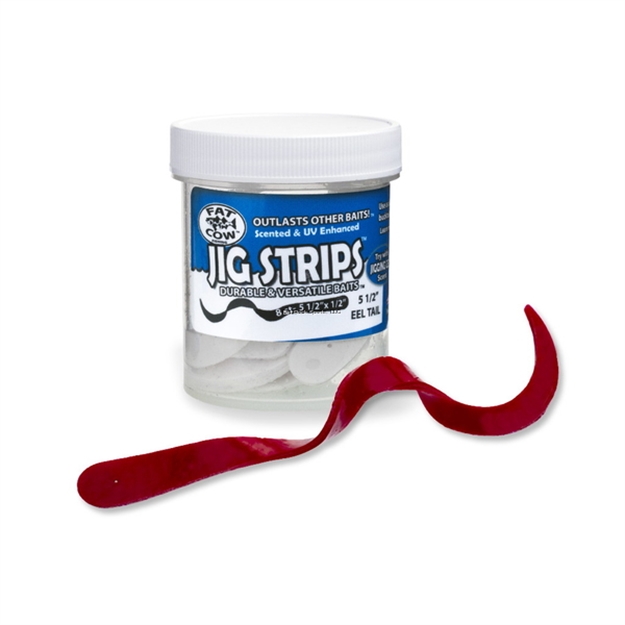 Picture of Fat Cow Jig Strips Eel Tail 5 1/2" X 1/2" Scented (8Ct)-Blood Red