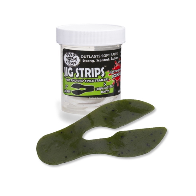 Picture of Fat Cow Jig Strips "Jig And Pig" Style Trailers 3" Craw - Scented (5Ct)- Watermelon Seed