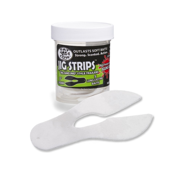 Picture of Fat Cow Jig Strips "Jig And Pig" Style Trailers 3" Craw - Scented (5Ct)- White Pearl