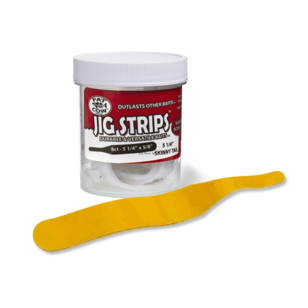Picture of Fat Cow Jig Strips Skinny Tail 5-1/4 X 5/8 Scented  (8Ct)- Yellow