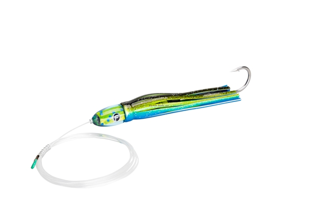 Picture of Fathom Double O' Small 7" Liquid Dolphin Shell, Oc22-26 Outer, Oc22-25 Inner. Pre-Rigged 8' 150# Mono 7/0 Stainless Hookset