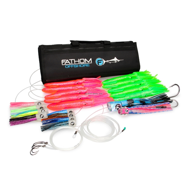 Picture of Fathom Minichug Pre-Rigged Sailfish Kit, Includes Trolling Lure, Minichug Squid Chain, Medium Blue Bag