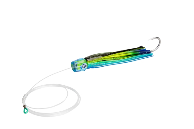 Picture of Fathom MO Head Chugger Small 7" Liquid Dol Shell, Oc22-26 Outer, Oc22-25 Inner. Pre-Rigged 8' 150# Mono 7/0 Stainless Hookset