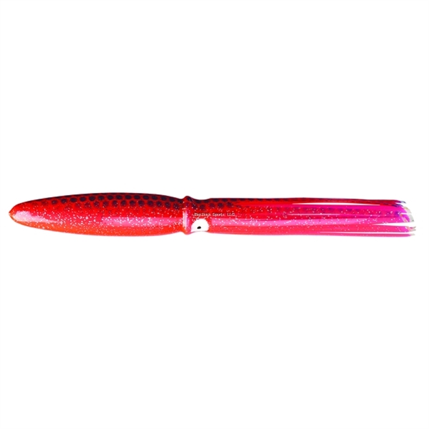 Picture of Fathom Offshore Bulb Squid Trolling Skirt, 11", Fluorescent Red With Blue Dots