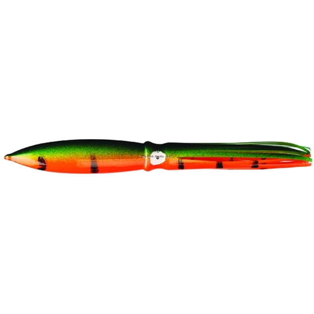 Picture of Fathom Offshore Bulb Squid Trolling Skirt, 11", Orange Belly Chartreuse & Green Back With Tiger Stripes