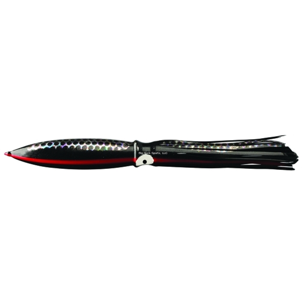 Picture of Fathom Offshore Bulb Squid Trolling Skirt, 9", Black With Black Foil Dots & Two Red Veins