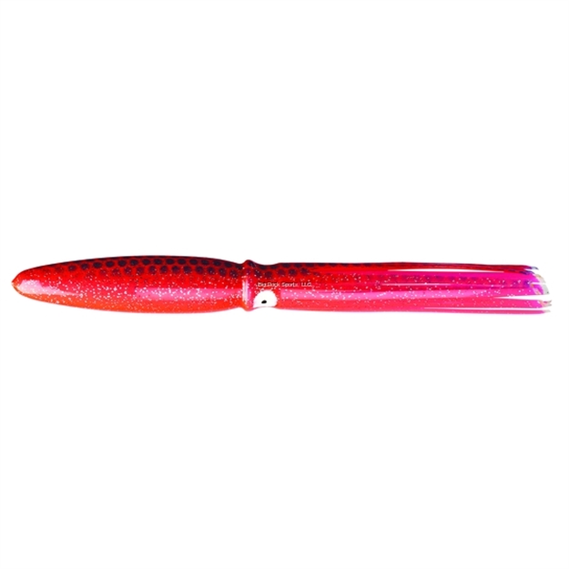 Picture of Fathom Offshore Bulb Squid Trolling Skirt, 9", Fluorescent Red With Blue Dots