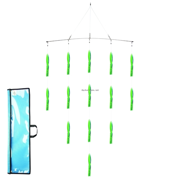 Picture of Fathom Offshore Rigged Squid Spreader Bar, 36", FL Green W/Foil, 8/0 Hk, 3 FT 250 LB Ldr, 14 + 1 Rigged Bait, 11" Squid, 38" Bag