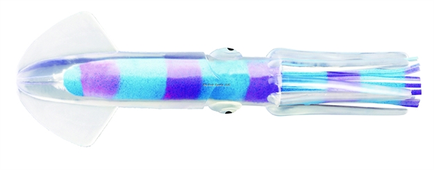 Picture of Fathom Offshore Solid Rubber Squid, 6", Light Blue With Pink Bars & White Belly