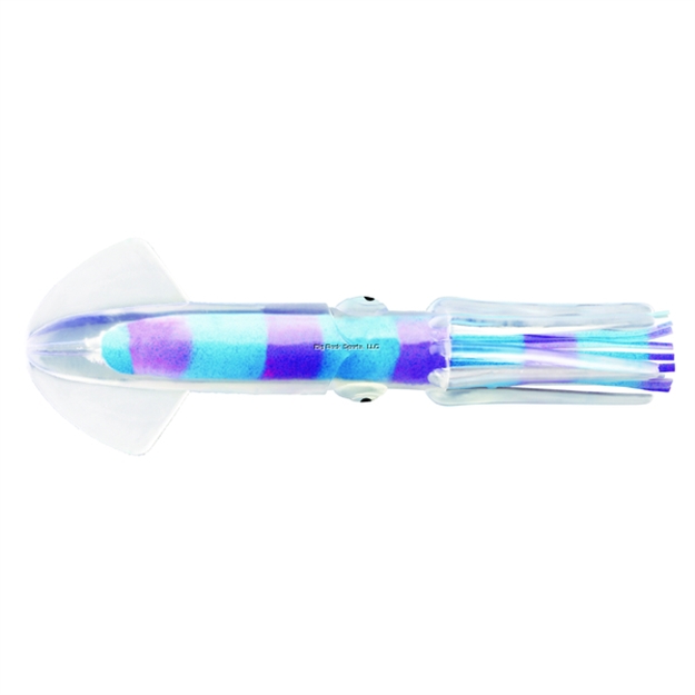 Picture of Fathom Offshore Solid Rubber Squid, 9", Light Blue With Pink Bars & White Belly