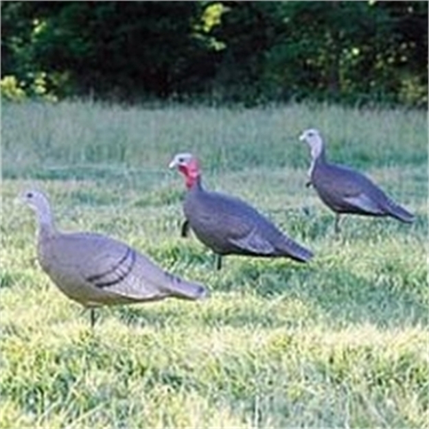 Picture of Feather Flex The Love Triangle Foam Turkey Decoy Combo Three Pack, Passive And Aggressive Jakes, 3-Position Hen, W/Stakes