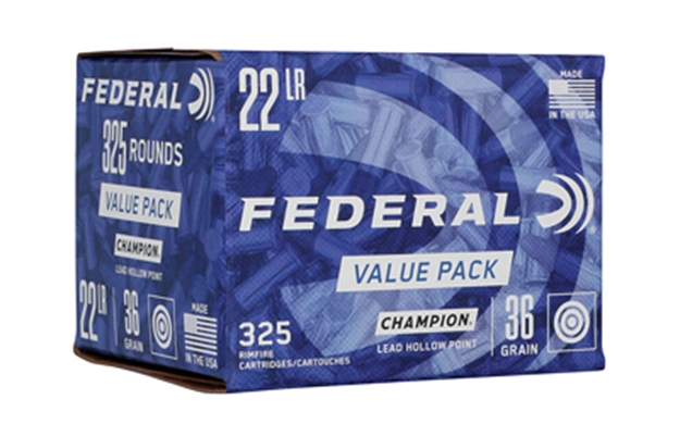 Picture of  Federal 749 Champion Training Value Pack 22Lr 36Gr Lead Hollow Point 325 Per Box/10 Case 604544690743