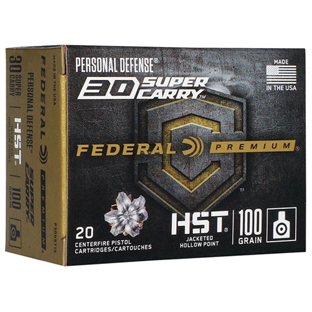 Picture of  Federal P30hst1s Premium Personal Defense 30Super Carry 100Gr Hst Jacketed Hollow Point 20 Per Box/10 Case