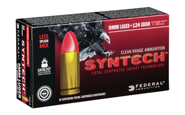 Picture of  Federal Ae9sj2 American Eagle Syntech Range  9Mmluger 124Gr Total Syntech Jacket Flat Nose 50 Per Box/10 Case 604544625769