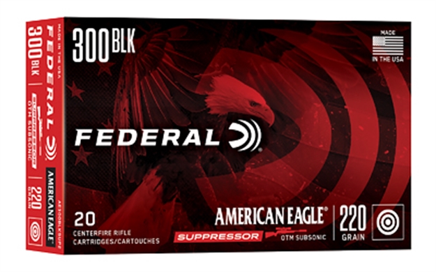 Picture of  Federal Ae300blksup2 American Eagle Suppressor 300Blackout 220Gr Open Tip Match 20 Per Box/25 Case