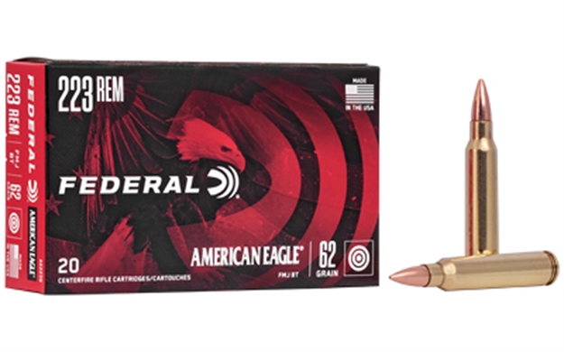 Picture of  Federal Ae223n American Eagle Rifle 223Rem 62Gr Full Metal Jacket Boat Tail 20 Per Box/25 Case