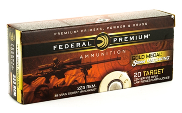 Picture of  Federal Gm223m Premium Gold Medal 223Rem 69Gr Sierra Matchking Bthp 20 Per Box/10 Case