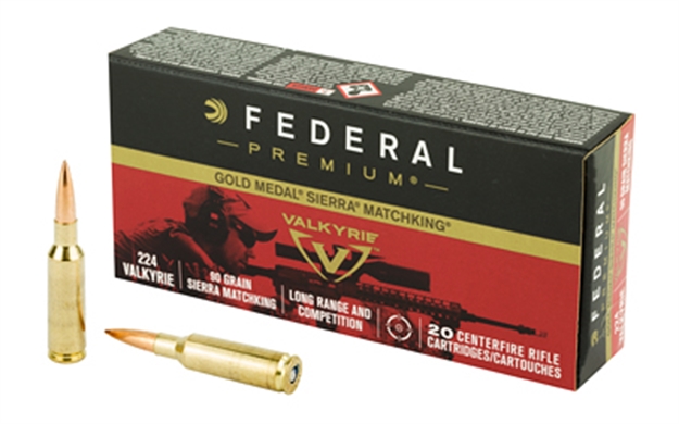 Picture of  Federal Gm224vlk1 Premium Gold Medal 224 Valkyrie 90 GR Sierra Matchking Bthp 20 Per Box/ 10 CS