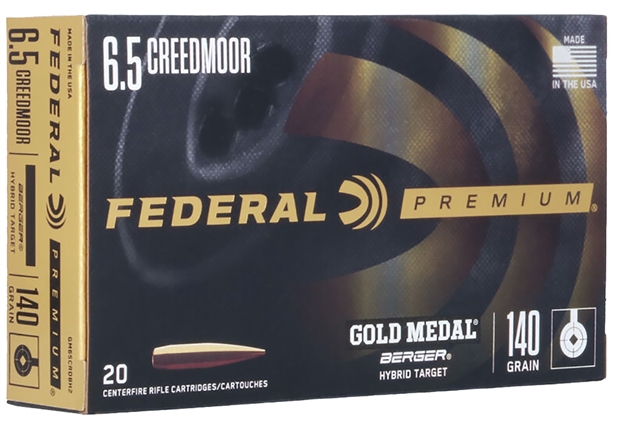 Picture of  Federal Gm65crdbh2 Premium Gold Medal 6.5Creedmoor 140Gr Berger Hybrid Target 20 Per Box/10 Case